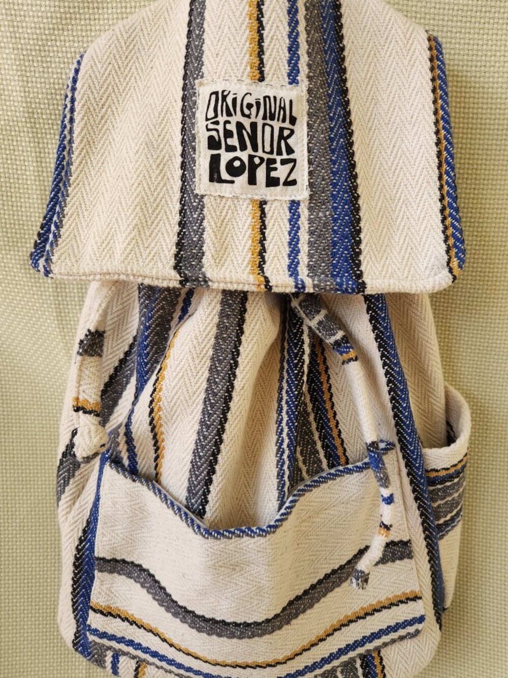 Original Senor Lopez Baja Backpack Striped Mexican Hippie Boho Beach Bag Recycle - Picture 14 of 14